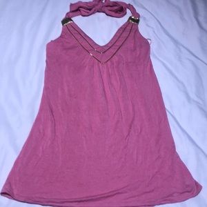 Sweeties pink gold halter tie back blouse shirt s